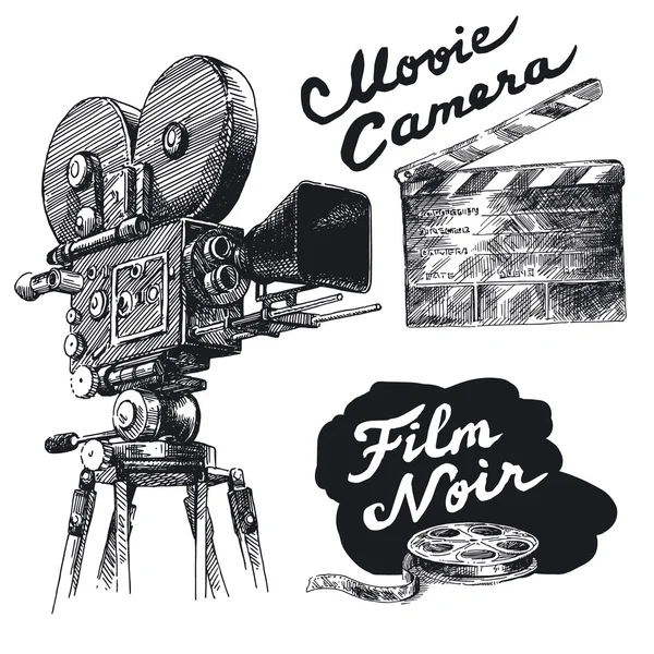 Film caméra originale collection dessinée à la main — Image vectorielle