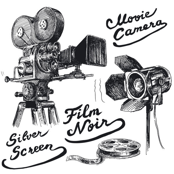 Movie camera-original hand drawn collection