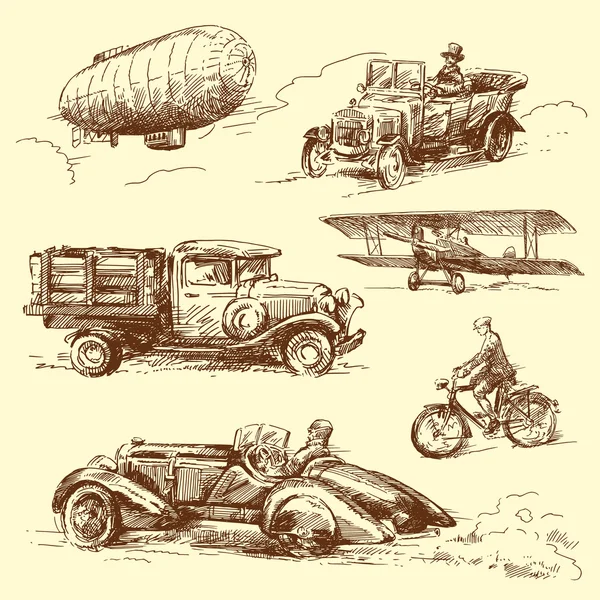 Old vehicles — Stock Vector