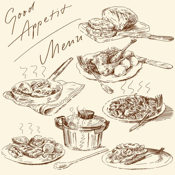 Menu-original hand drawn set — Stock Illustration Menu-original hand drawn set Stock Vector