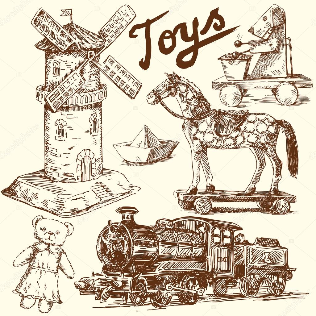 Antique toys-original hand drawn collection