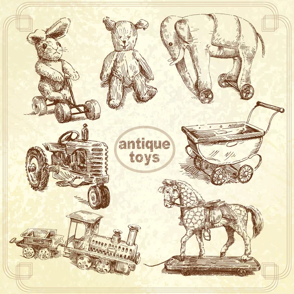 Antikes Spielzeug-original handgezeichnete Sammlung — Stockvektor