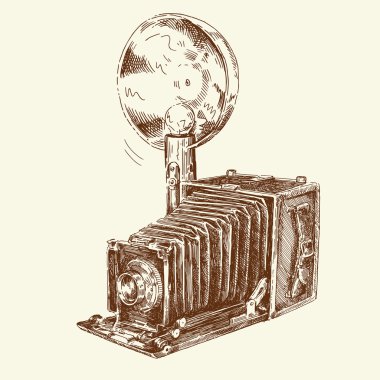 elle çizilmiş eski fotoğraf makinesi
