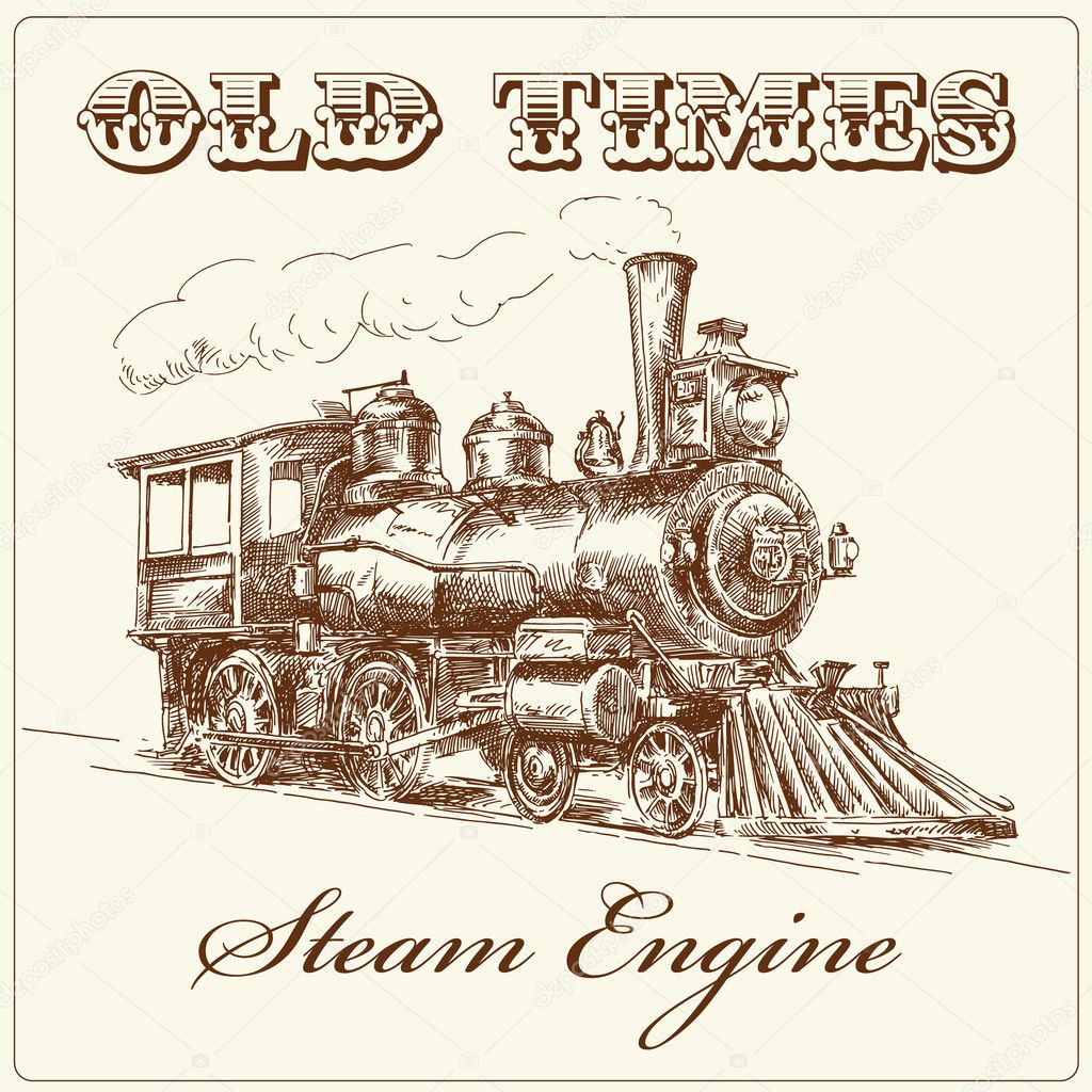 Hand drawn steam locomotive