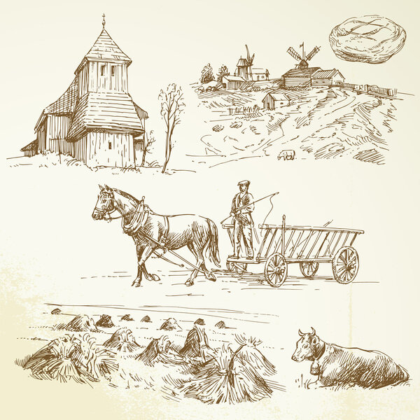 Rural landscape, farming, haying