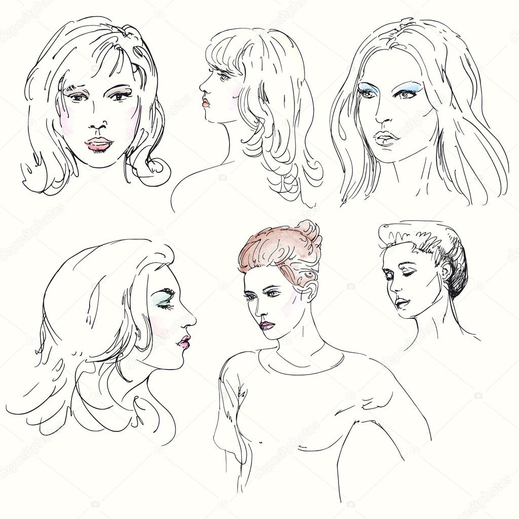 Woman's face - hand drawn collection