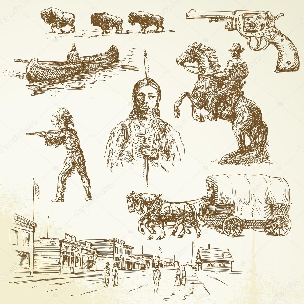 wild west - hand drawn set