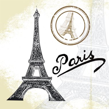 Fransa, paris - el çekilmiş Eyfel Kulesi