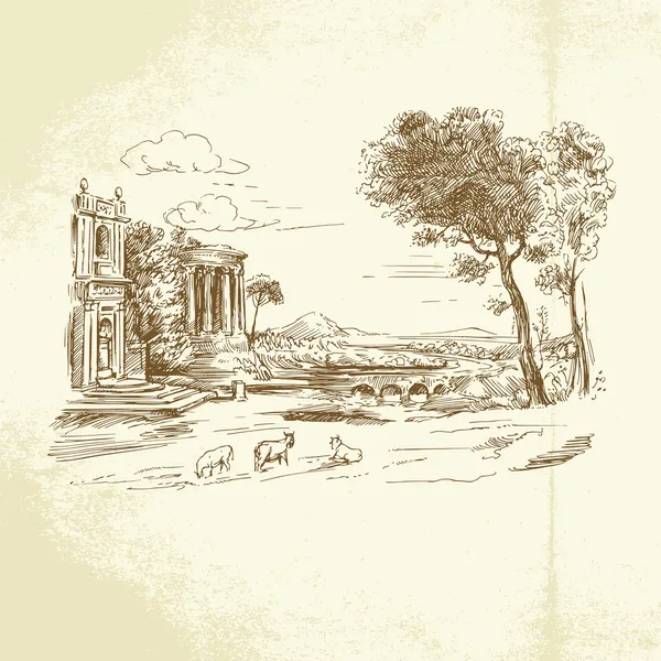 Paesaggio romantico — Vettoriale Stock