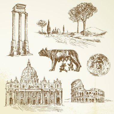 İtalya - Roma - elle çizilmiş koleksiyonu