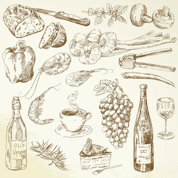 Food collection - drawing — Stock Illustration Food collection - drawing Stock Illustration
