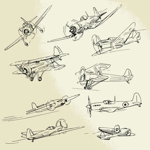 Ręcznie rysowane samolotów — Wektor stockowy