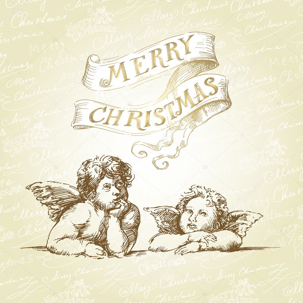 christmas card with angels