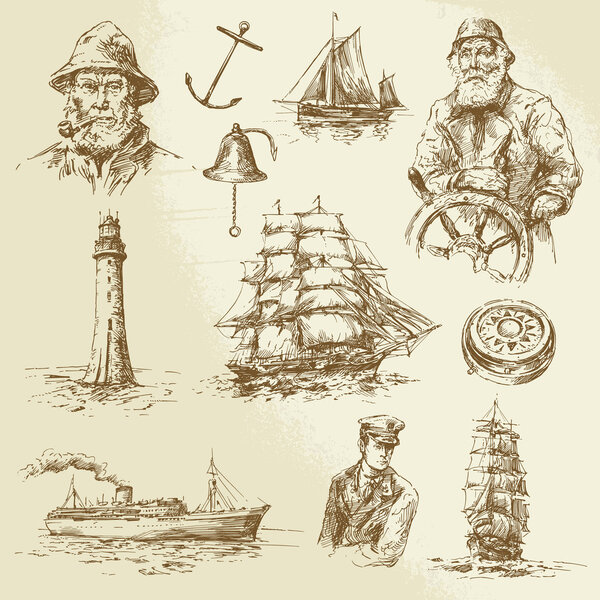 nautical elements - hand drawn set