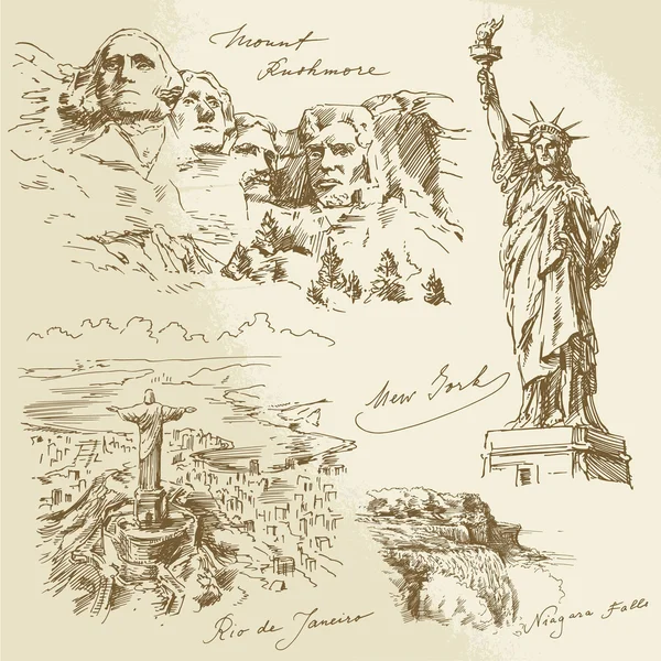 Monumentos americanos — Vector de stock