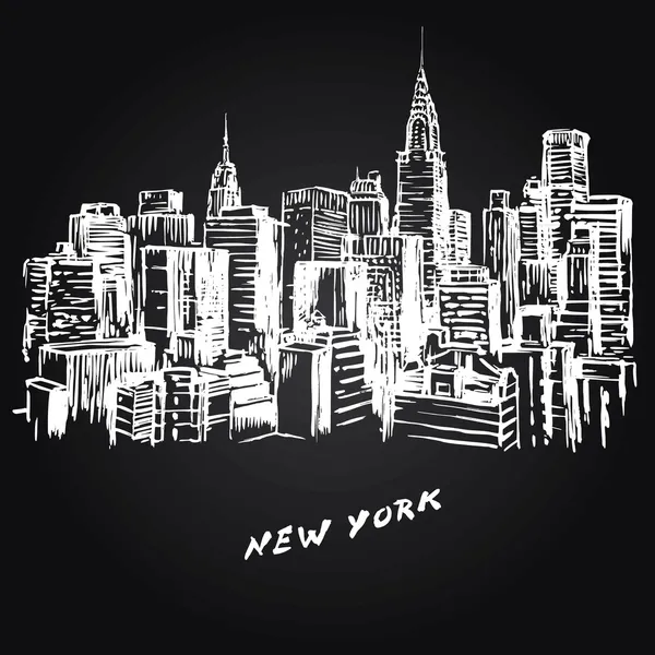 New York - illustrazione disegnata a mano — Vettoriale Stock