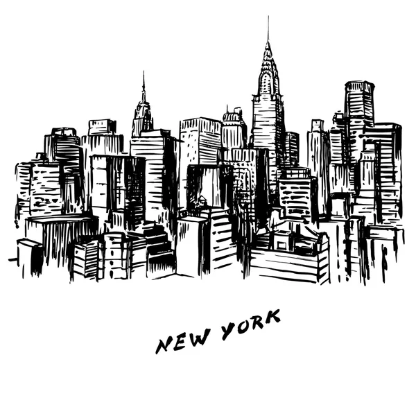 New York - hand drawn illustration — Stock Vector