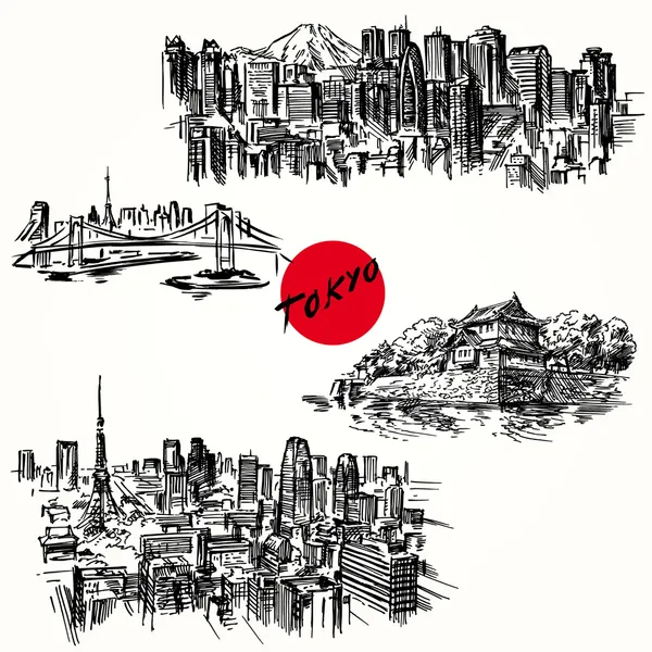 Tokyo - hand drawn collection — Stock Vector