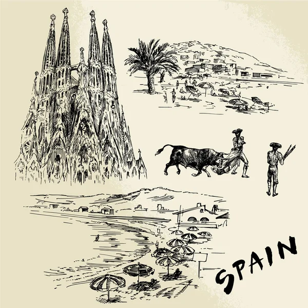 España - colección dibujados a mano — Διανυσματικό Αρχείο