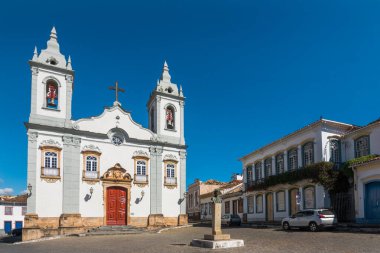 Sao Joao del Rei 'de ünlü bir kilise olan Igreja Nossa Do Rosario' nun güzel manzarası Sao Joao Del Rei, Minas Gerais, Brezilya