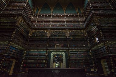 Rio de Janeiro, Brezilya, Ocak 2020 - The Royal Portuguese Reading Kabinesi (Real Gabinete Portugues de Leitura)
