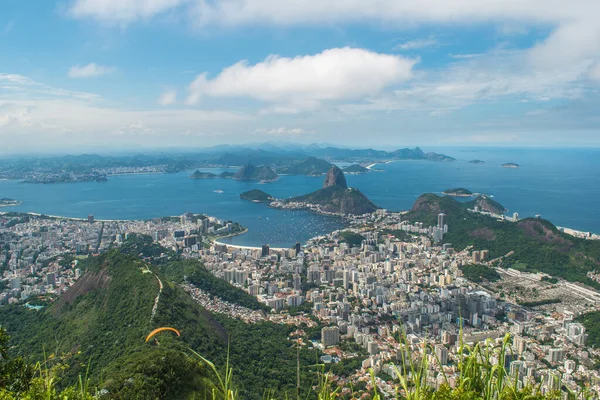 Krásný Výhled Rio Janeiro Horu Sugar Loaf Belvedere Hoře Corcovado — Stock fotografie