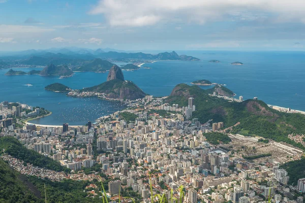 Krásný Výhled Rio Janeiro Horu Sugar Loaf Belvedere Hoře Corcovado — Stock fotografie