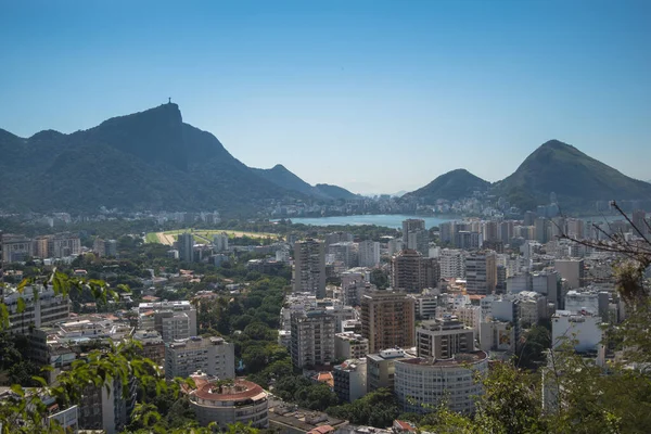 Río Janeiro Brasil Agosto 2019 Vista Laguna Rodrigo Freitas Estatua —  Fotos de Stock