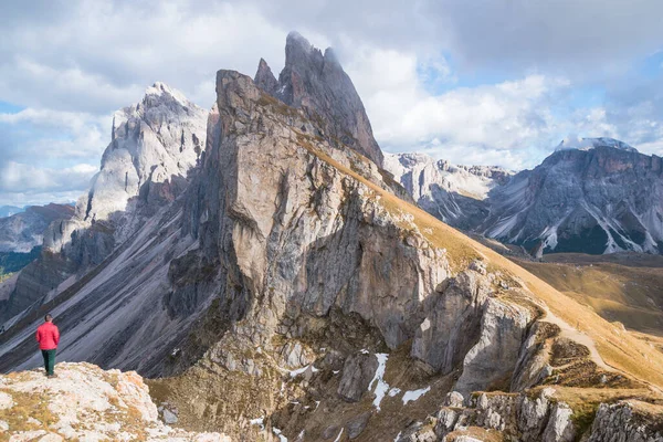 Stunning Seceda Mount Peak Puez Odle Massif Dolomites Ortisei Italy Stock Picture