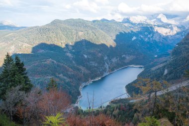 Beautiful and broad view of Vorderer Gosausee Lake from a viewpoint nearby - Gosau, Austria
