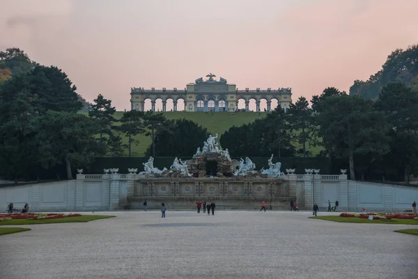 Viena Austria Octubre 2018 Hermosa Vista Los Jardines Schonbrunn Atardecer — Foto de Stock