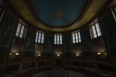 Prag, Çek Cumhuriyeti, Haziran 2019 - Vitkov Ulusal Anıtı içindeki Kurtuluş Salonu manzarası 