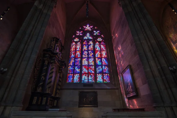 Prague République Tchèque Juin 2019 Vue Sur Magnifique Vitrail Cathédrale — Photo