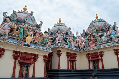 Singapore, November 2017 - view of some beautiful hindu sculptures at Sri Mariamman, a Hindu Temple 