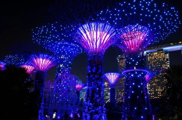 Singapore November 2017 View Gardens Bay Supertrees Colourful Lightshow — ストック写真