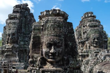 Bayon Temple, Siem Reap, Cambodia, November 2017 - view of some of the innumerous faces in the temple