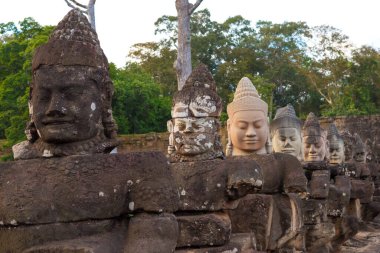 Angkor Thom, Siem Reap, Cambodia - statues at South Gate Angkor Thom complex