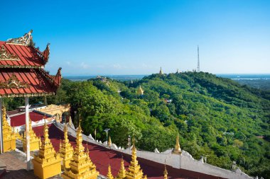 U Min Thonze Pagoda, Myanmar - panoramic view of Sagaing hill from the terrace of U Min Thonze Pagoda