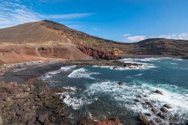 View of the beautiful coast at El Golfo viewpoint - Lanzarote, Canary Islands, Spain