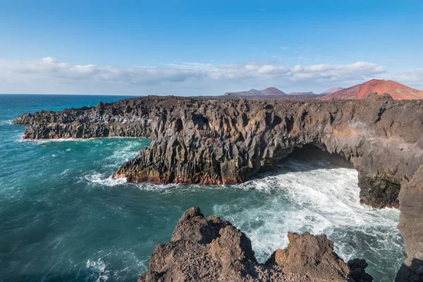 View of the beautiful and famous Los Hervideros at Lanzarote - Lanzarote, Canary Islands, Spain