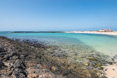 View of the beautiful El Cotillo and Los Lagos Beach (Playa de Los Lagos) - Fuerteventura, Canary Islands, Spain