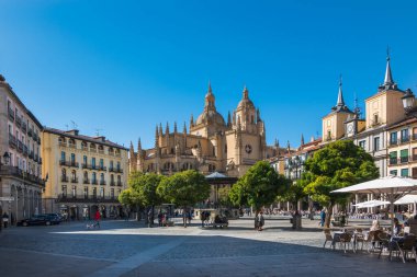 Segovia, Spain, October 2019 - day view of the Cathedral of Segovia 