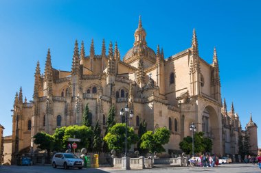Segovia, Spain, October 2019 - day view of the Cathedral of Segovia 