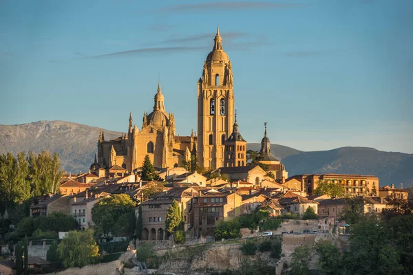 Panoramic View Segovia Sunset Segovia Spain Fotos de stock libres de derechos