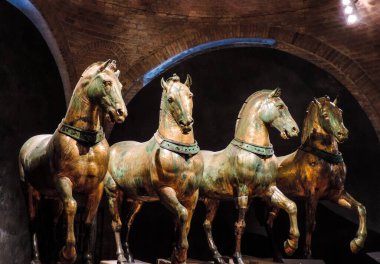 Venice, Italy, July 2017 - view of The Horses of Saint Mark also known as the Triumphal Quadriga