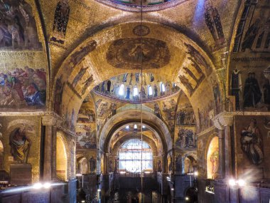 Venice, Italy, July 2017 - view of some beautiful byzantine art details at the Basilica di San Marco