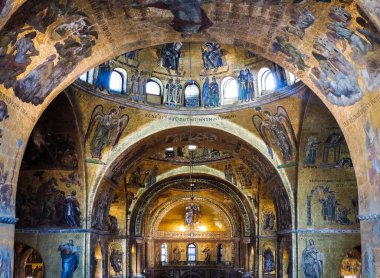 Venice, Italy, July 2017 - view of some beautiful byzantine art details at the Basilica di San Marco