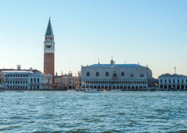 Closer  view of the Doge's Palace and San Marco's Bell Tower - Venice, Italy