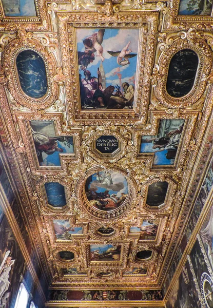 Venice Italy July 2017 Beautiful Ceiling Doge Palace — 스톡 사진