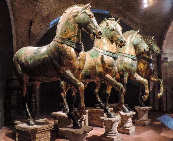Venice, Italy, July 2017 - view of The Horses of Saint Mark also known as the Triumphal Quadriga
